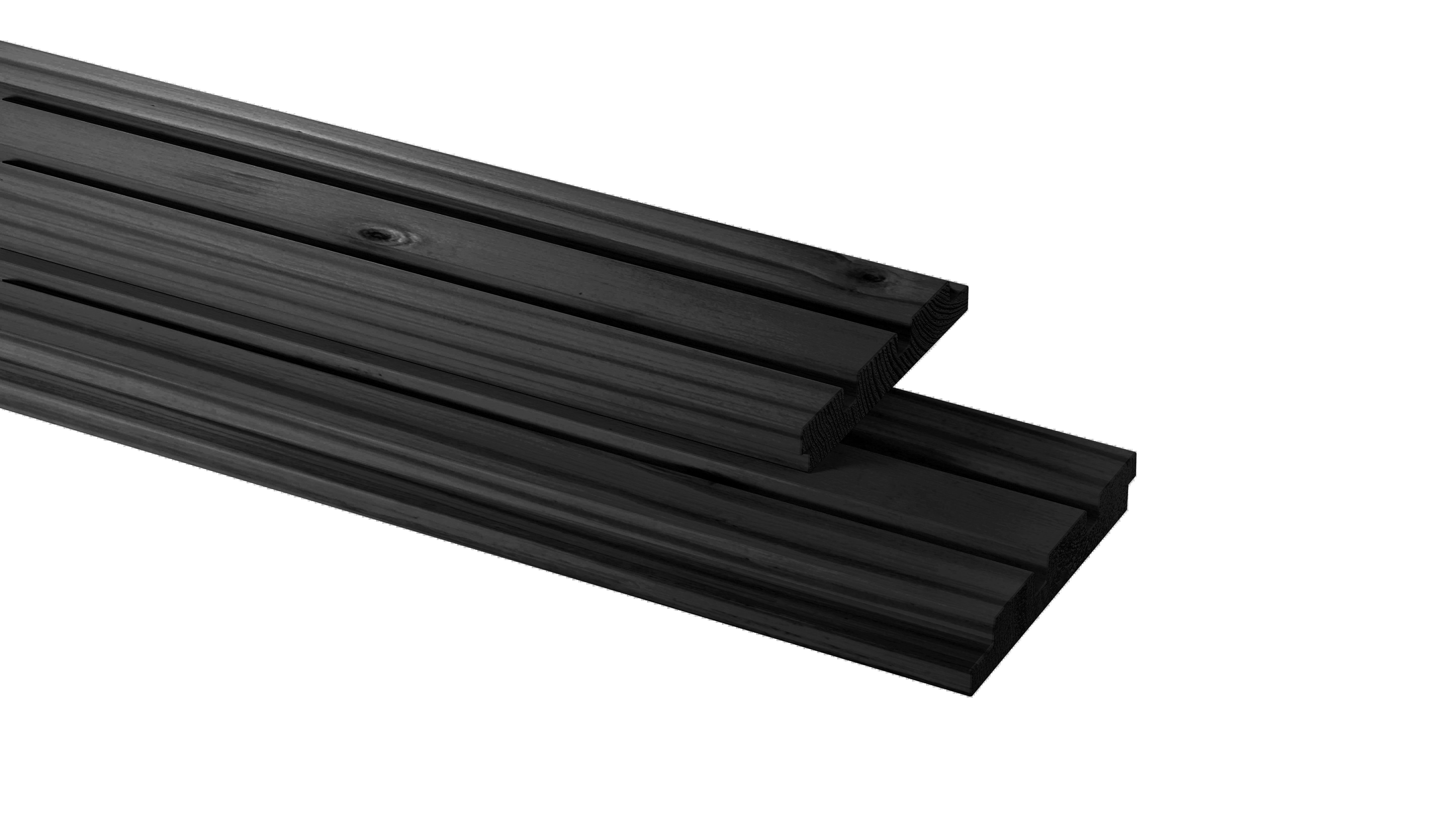Vuren geschaafd triple profiel 2,2x14x300cm, zwart gedompeld (1052649)