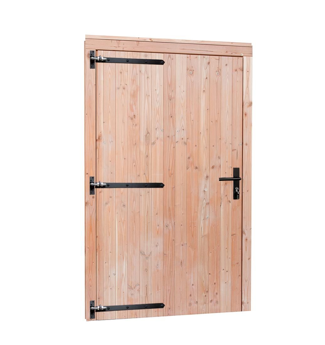 Douglas enkele deur extra breed met zwart beslag, linksdraaiend, 119x209cm, groen geïmpregneerd (1060680)