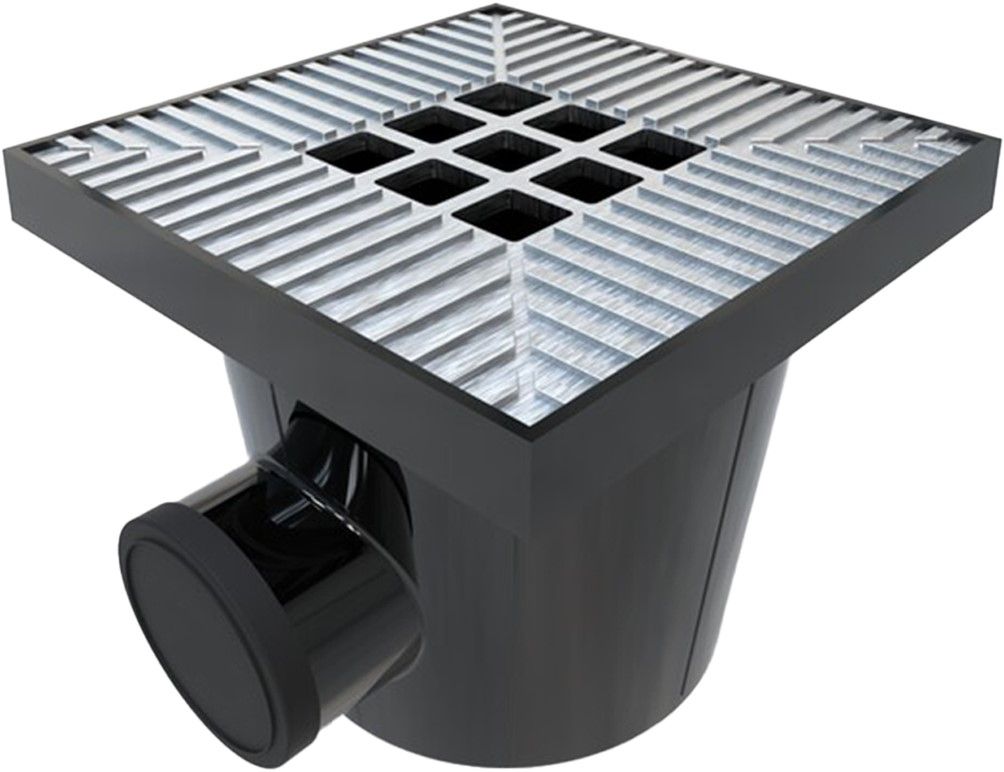 Garden Drain afvoerput 20x20cm Aluminium Grijs