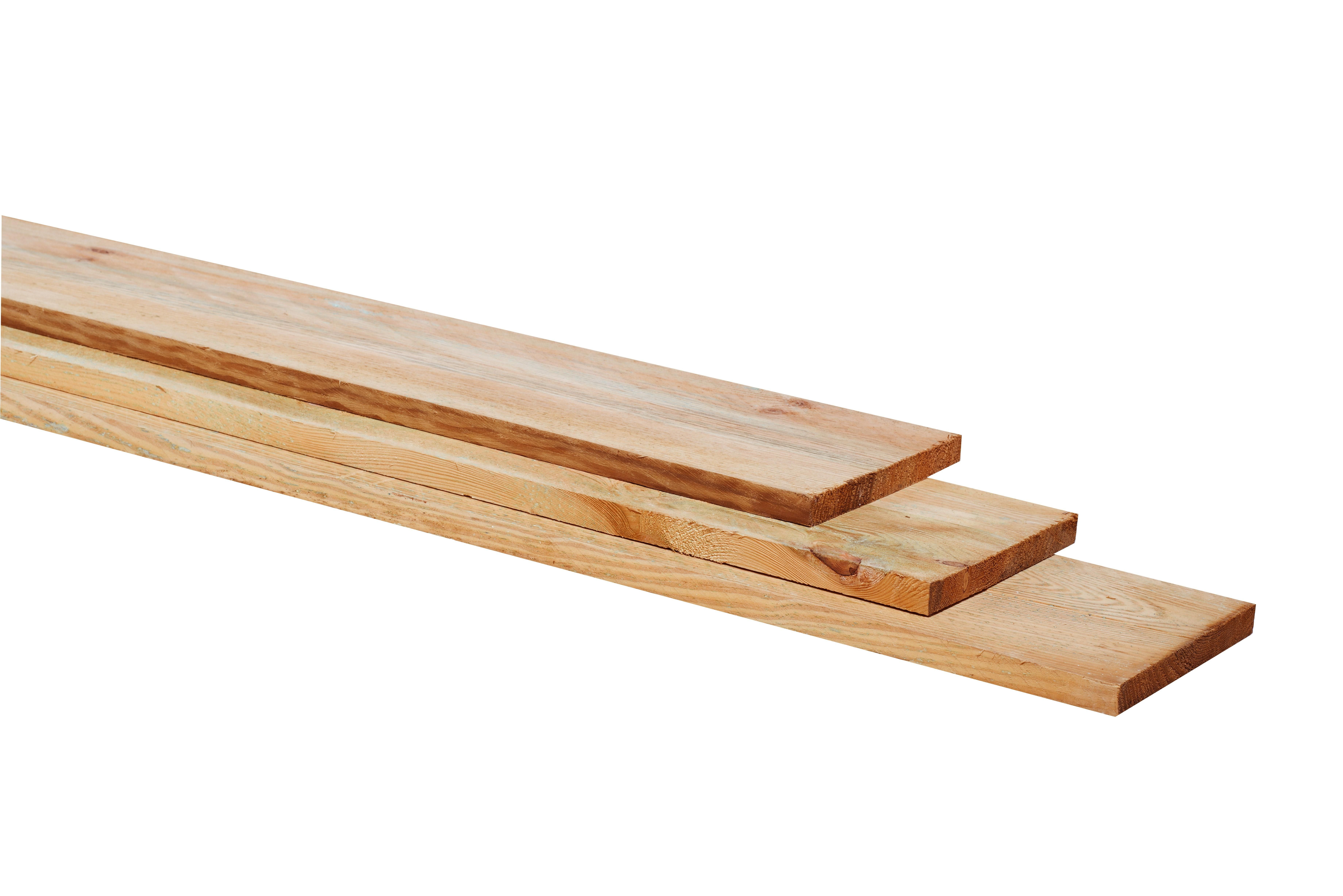 Grenen geschaafde plank 1,7x14,0x400cm, groen geïmpregneerd (W06129)
