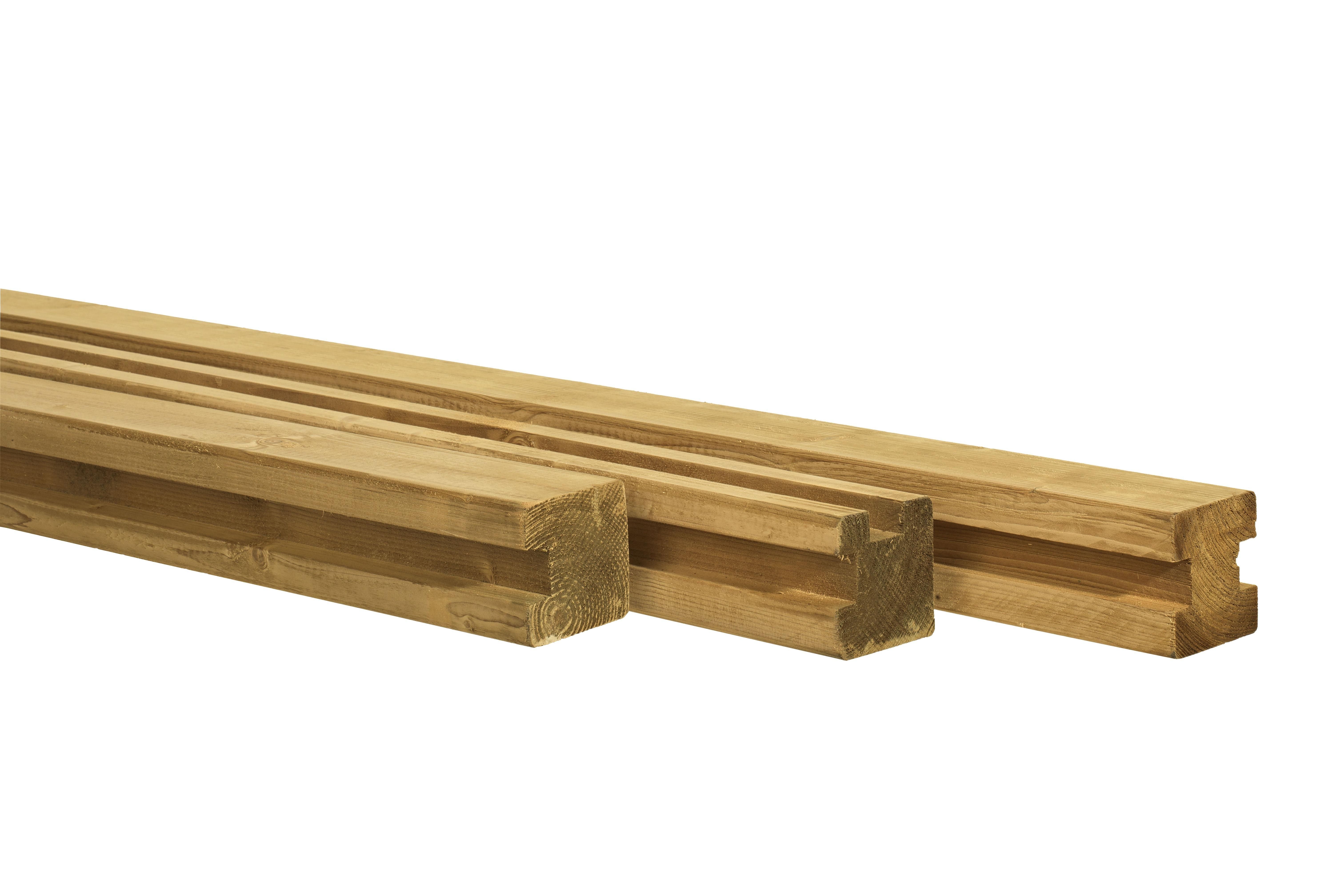 Grenen sleufpaal 28 mm, dikke plank hoekpaal (W07040)