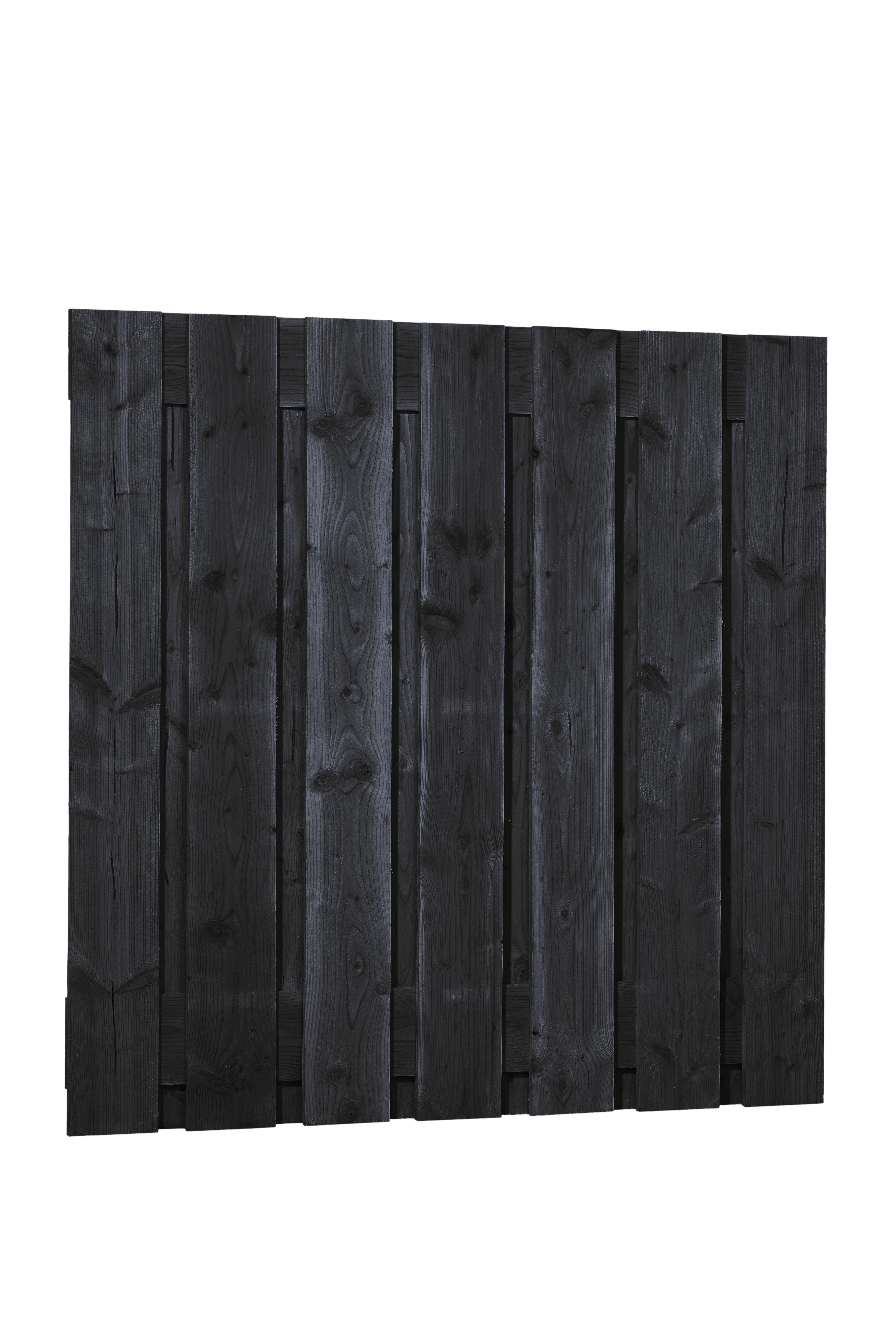 Douglas fijnbezaagd plankenscherm 15-planks 19mm, 180x180cm, zwart gedompeld (W08089)