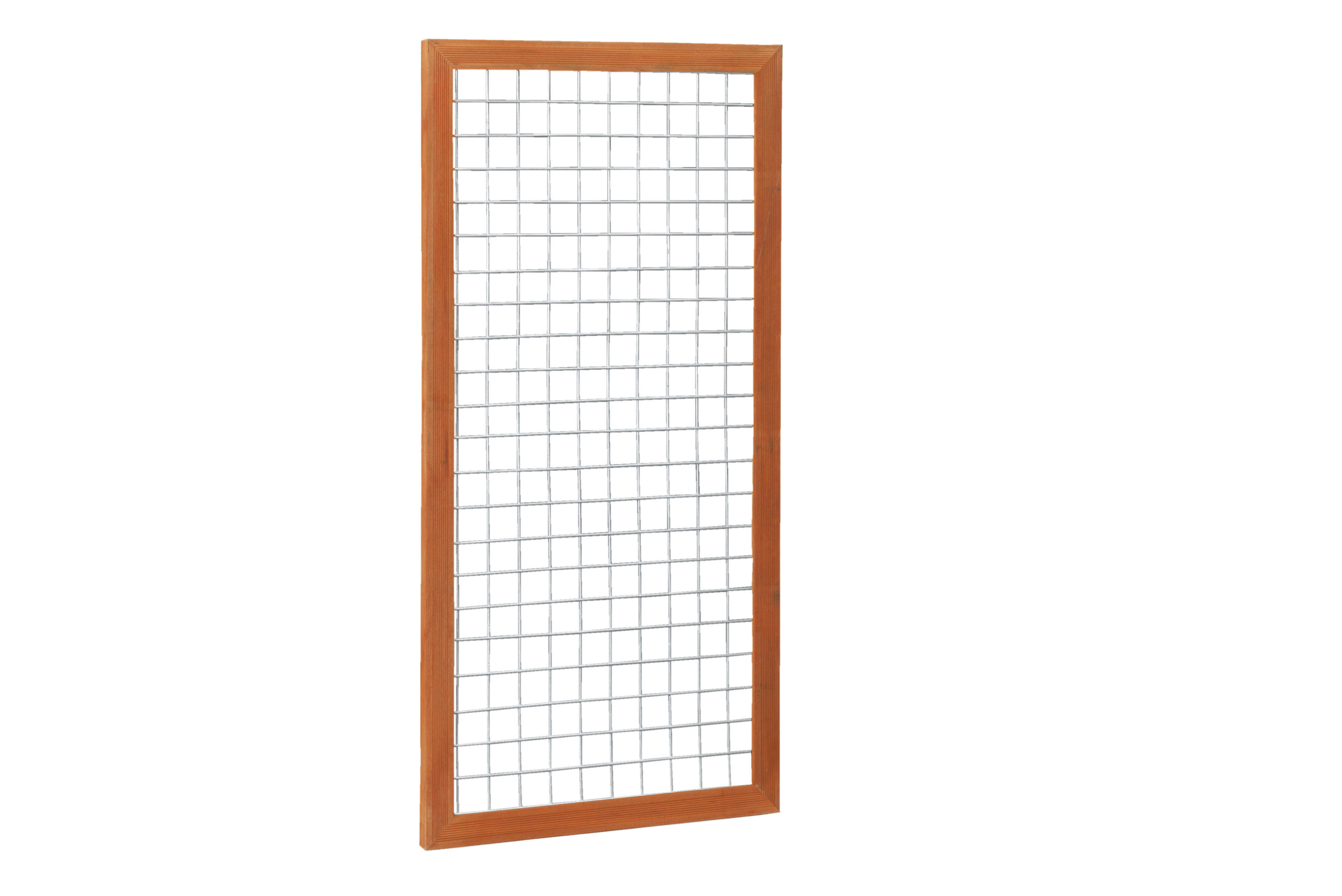 Betonijzertrellis met maas 7,5x7,5cm in hardhouten raamwerk 4,5x7,0cm 90x180cm (W14304)