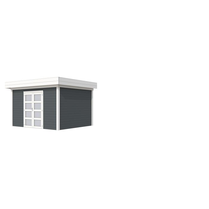 Hillhout vuren Topvision tuinhuis Parelhoen 400x300cm, met dubbele deur, wanden wit, basis antraciet (1001806-24)