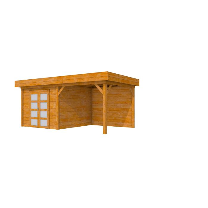 Hillhout douglas Topvision tuinhuis Roek 298x298cm, luifel 300cm, met dubbele deur, transparant gespoten (1004360-09)
