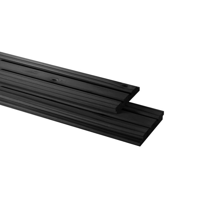 Vuren geschaafd triple profiel 2,2x14x400cm, zwart gedompeld (1052650)