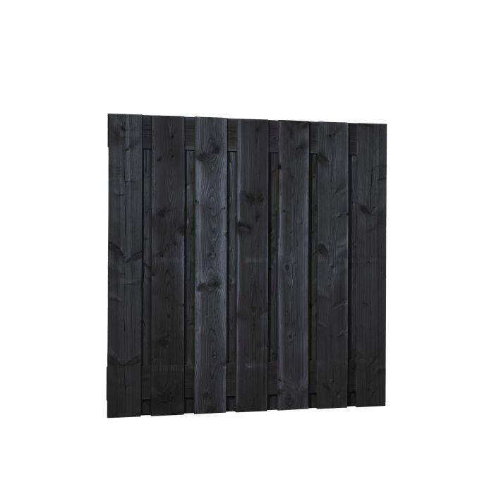 Douglas fijnbezaagd plankenscherm 15-planks 19mm, 180x180cm, zwart gedompeld (W08089)