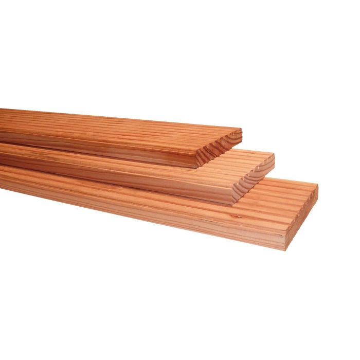 Douglas geprofileerd dekdeel, 1 zijde grof profiel, 1 zijde glad, 2,5x14,5x500cm, onbehandeld (WA00923)