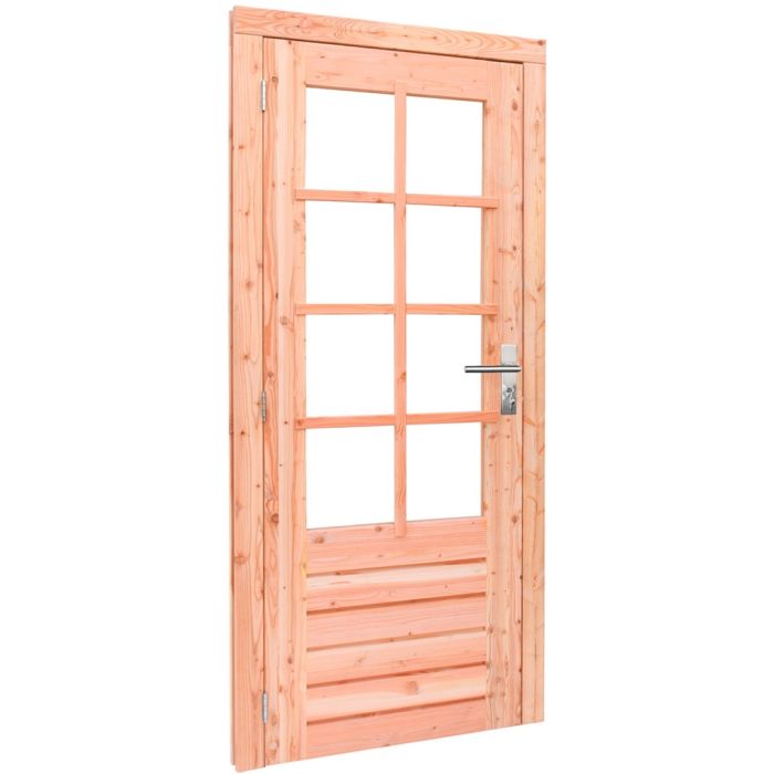 Douglas links draaiende enkele deur 201x90cm onbehandeld 8-ruits glas