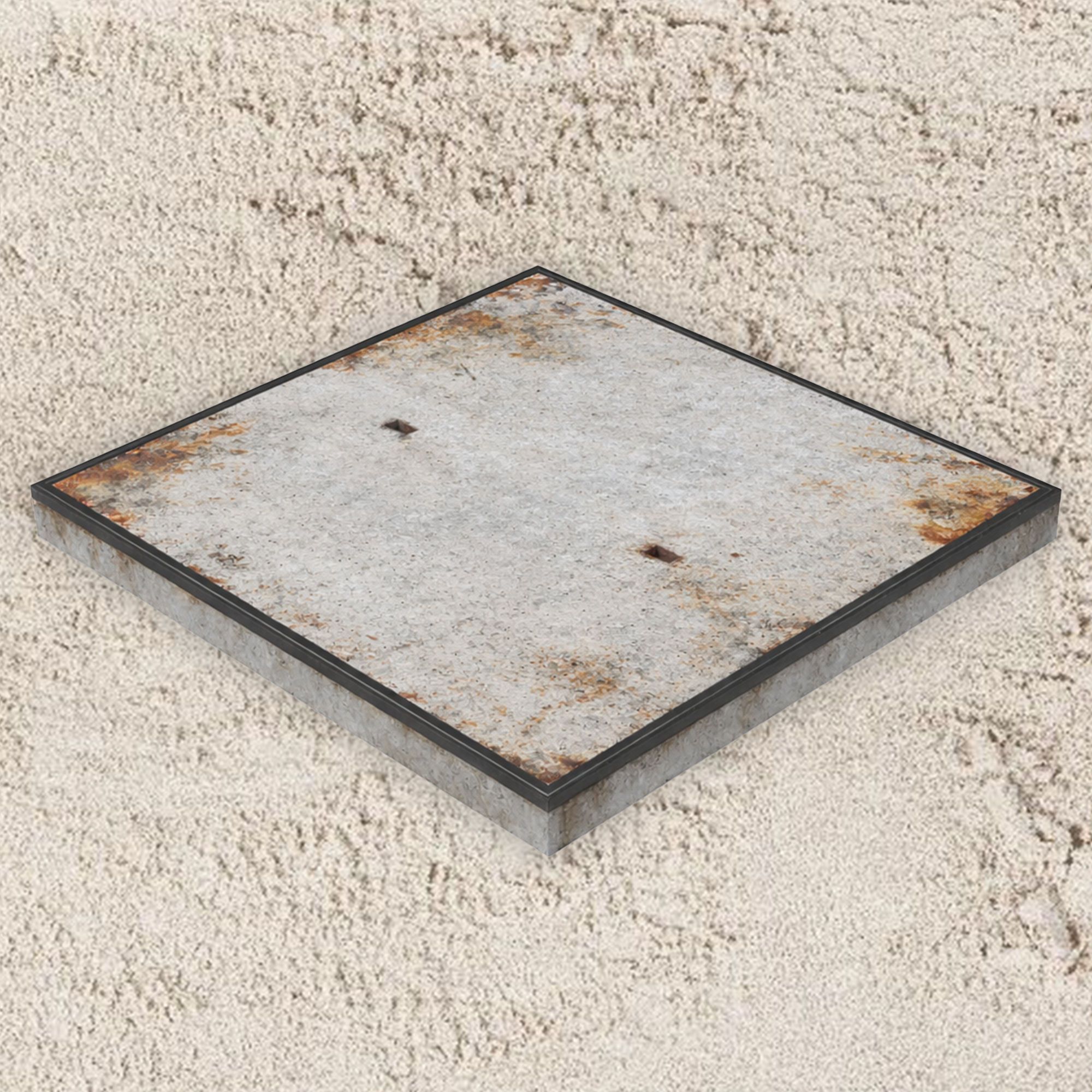 Gebruikte betonplaat 200x200x14cm hoekrand - A-keus