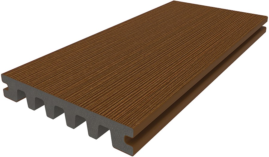 NewTechWood composiet co-extrusie enkelzijdig dekdeel houtstructuur 2,3x13,8x400cm Teak
